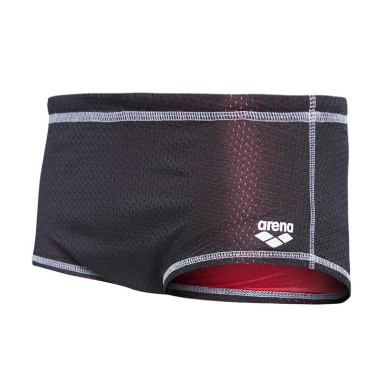 Calções de banho Arena pretos com detalhes vermelhos e costuras brancas