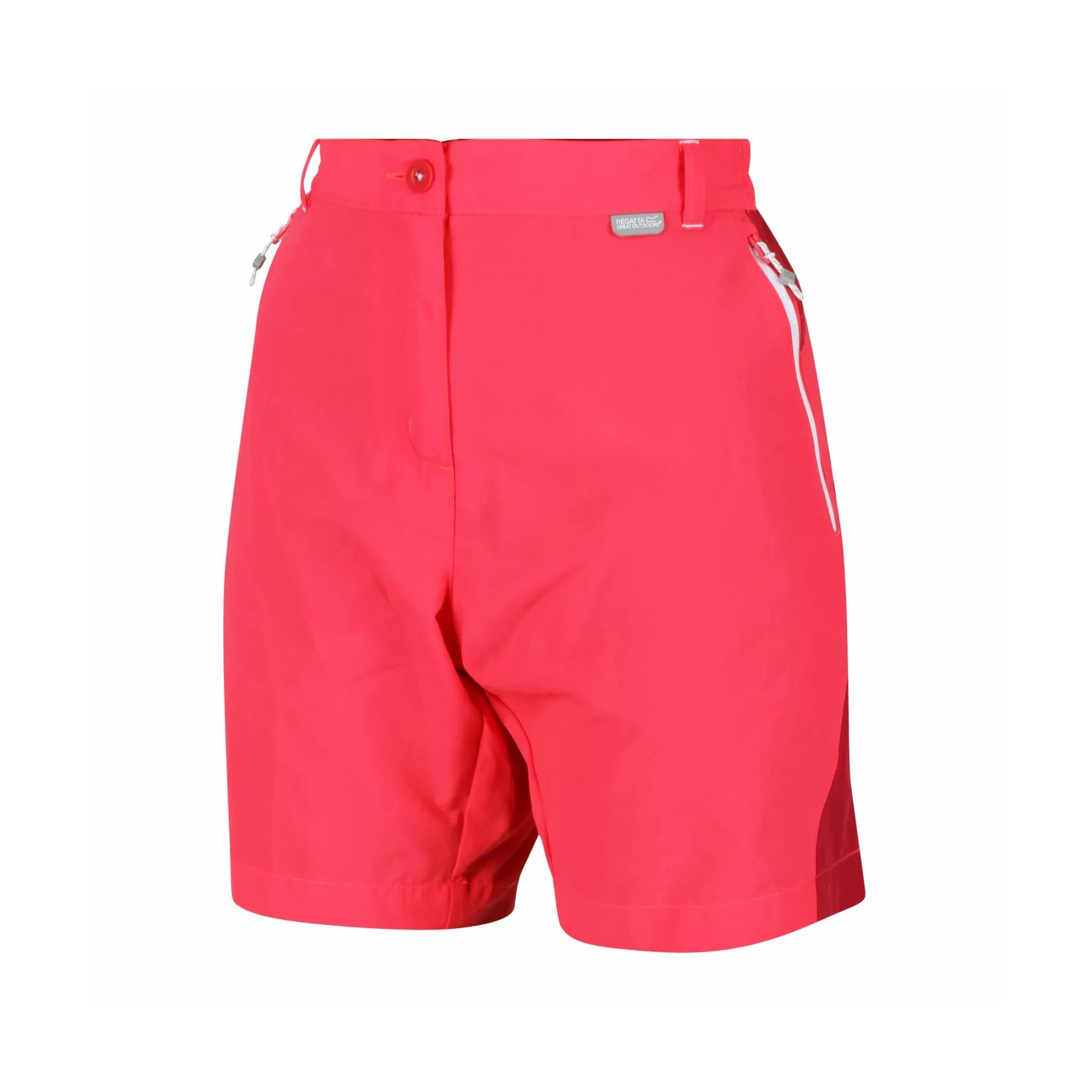 Calções cor de rosa com bolsos laterais e botão