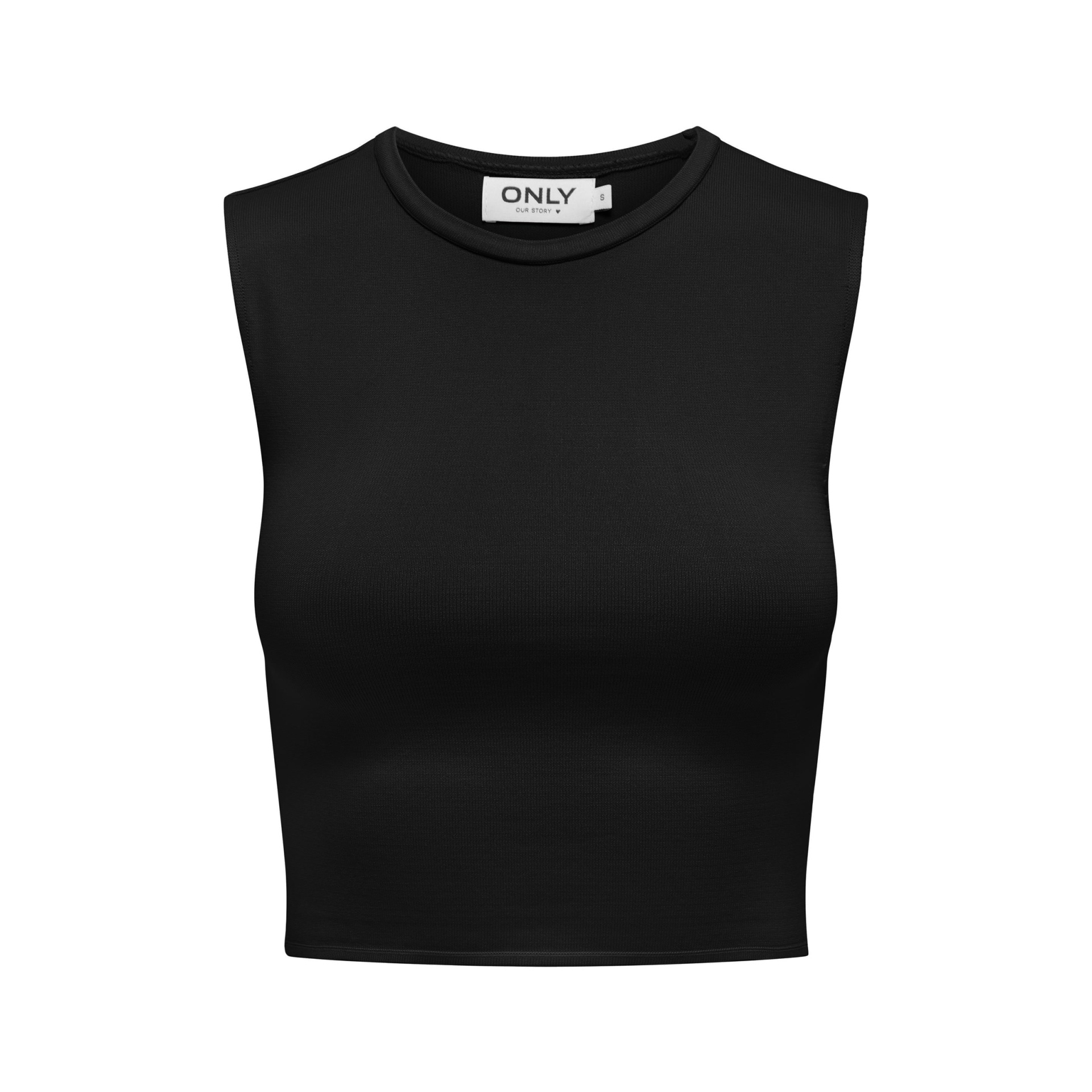 top cropped preto sem mangas com etiqueta ONLY
