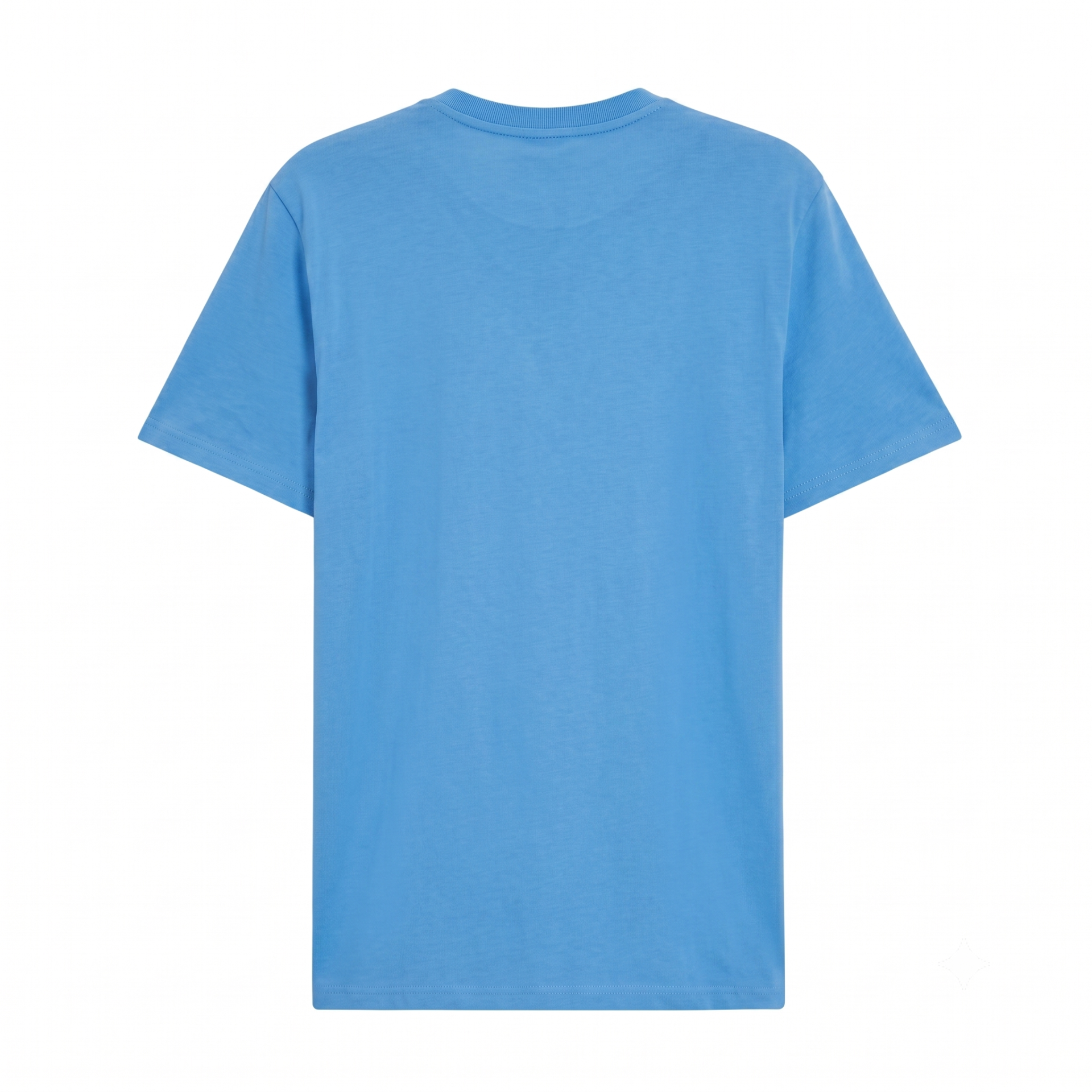 Camiseta azul lisa de manga curta vista de trás