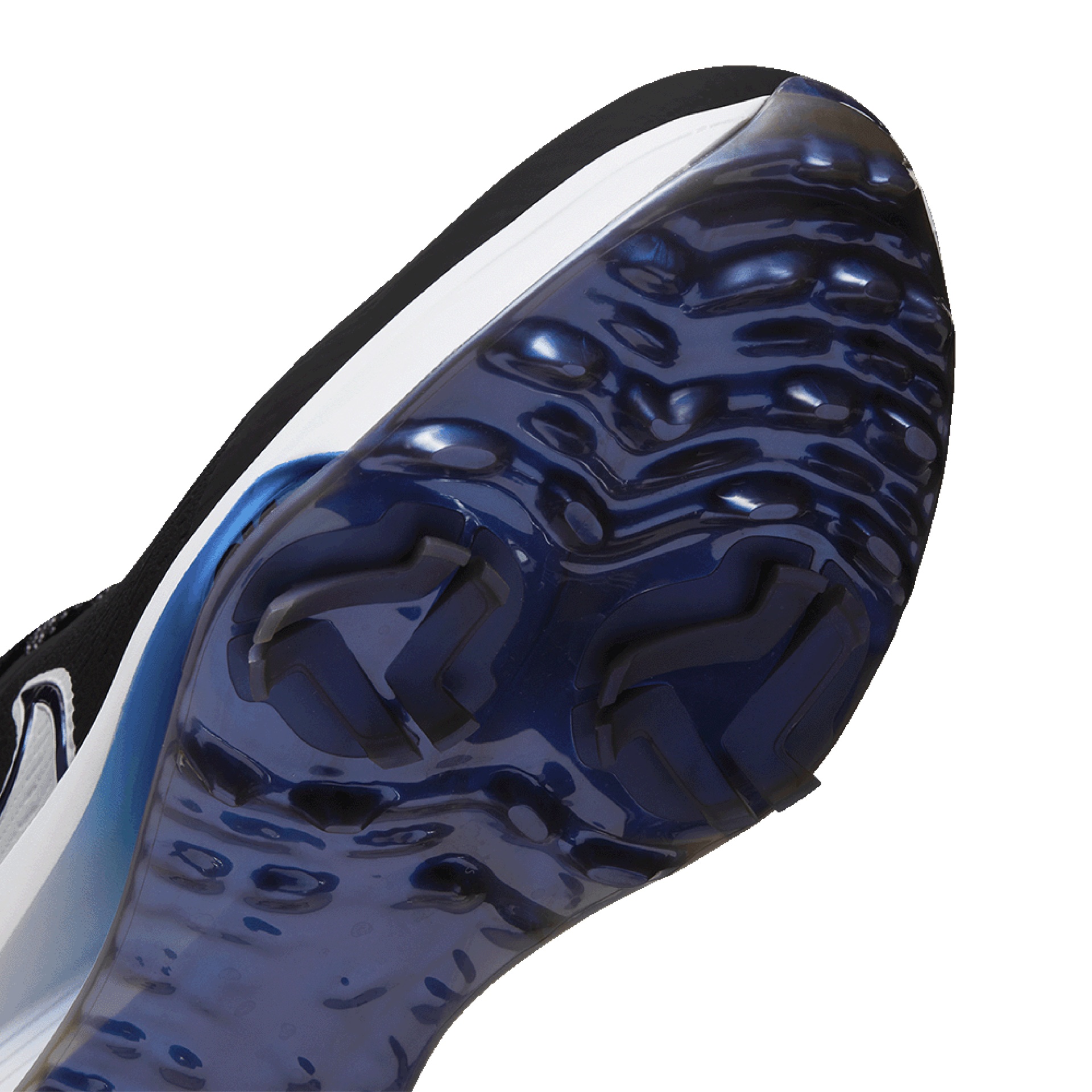 Sola azul e preta de sapato desportivo com padrão ondulado