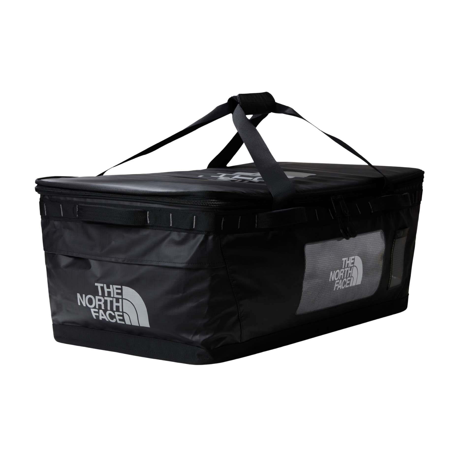 Mala de viagem preta com alças e logo THE NORTH FACE