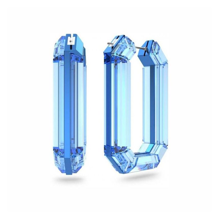 Brincos hexagonais acrílico azul com fecho metálico