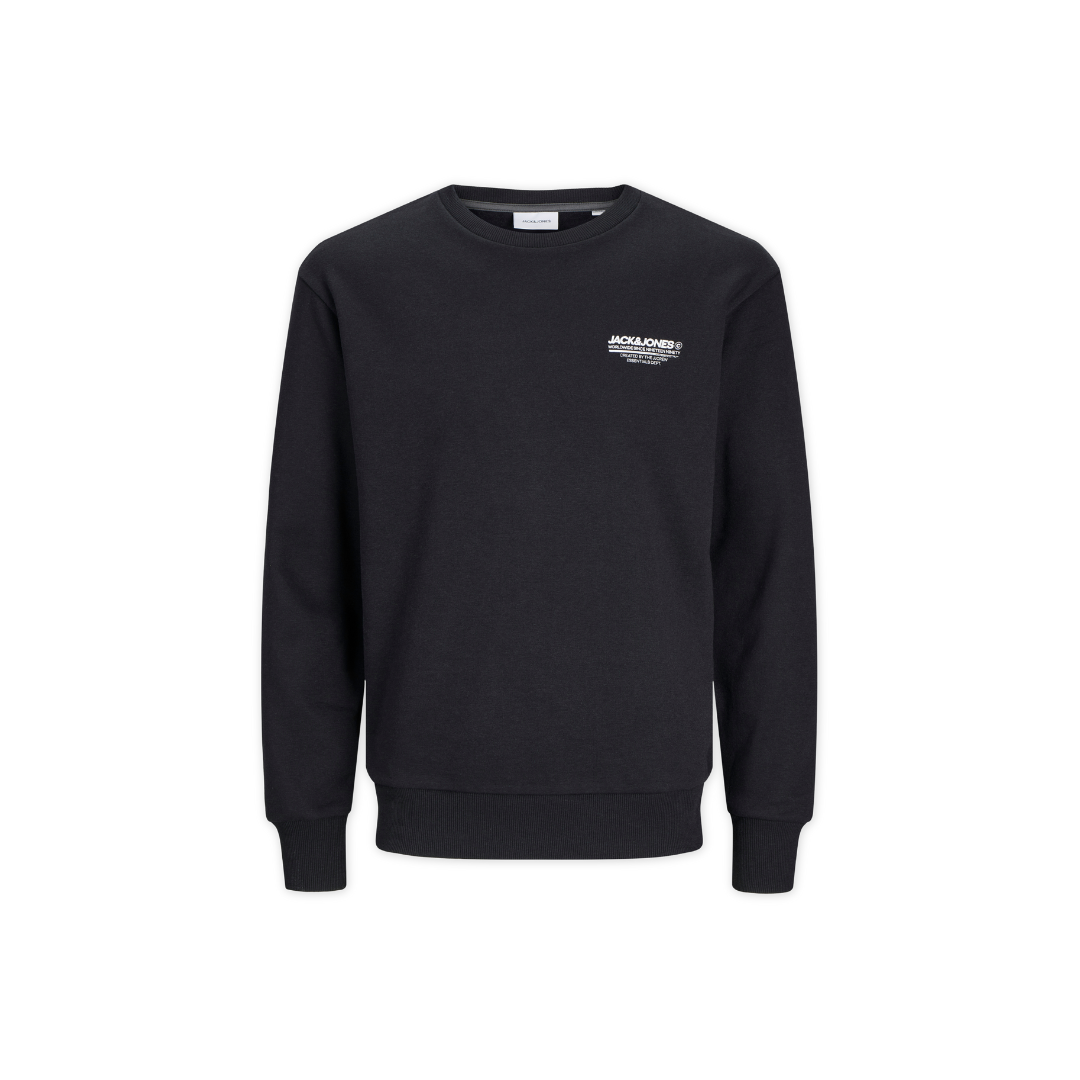 Sweatshirt preta com texto branco no peito