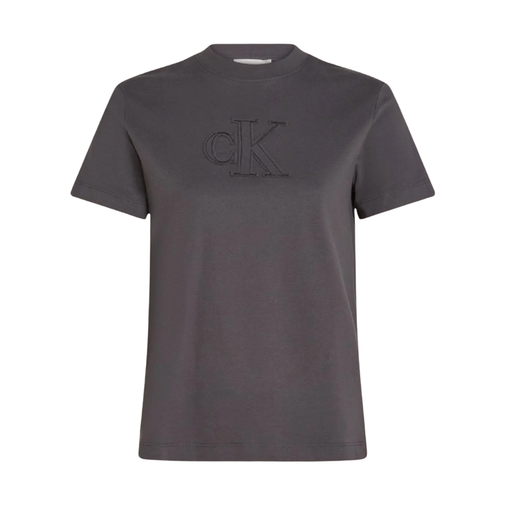 T-shirt cinzenta escura com logótipo cK bordado