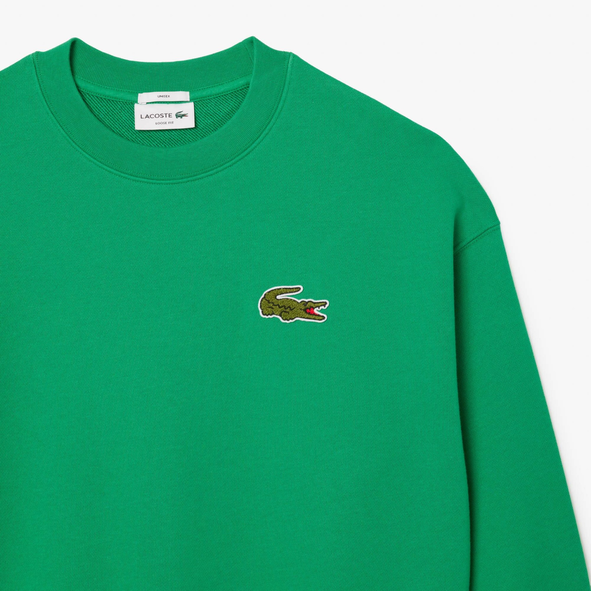 Sweatshirt verde com logótipo de crocodilo bordado no peito