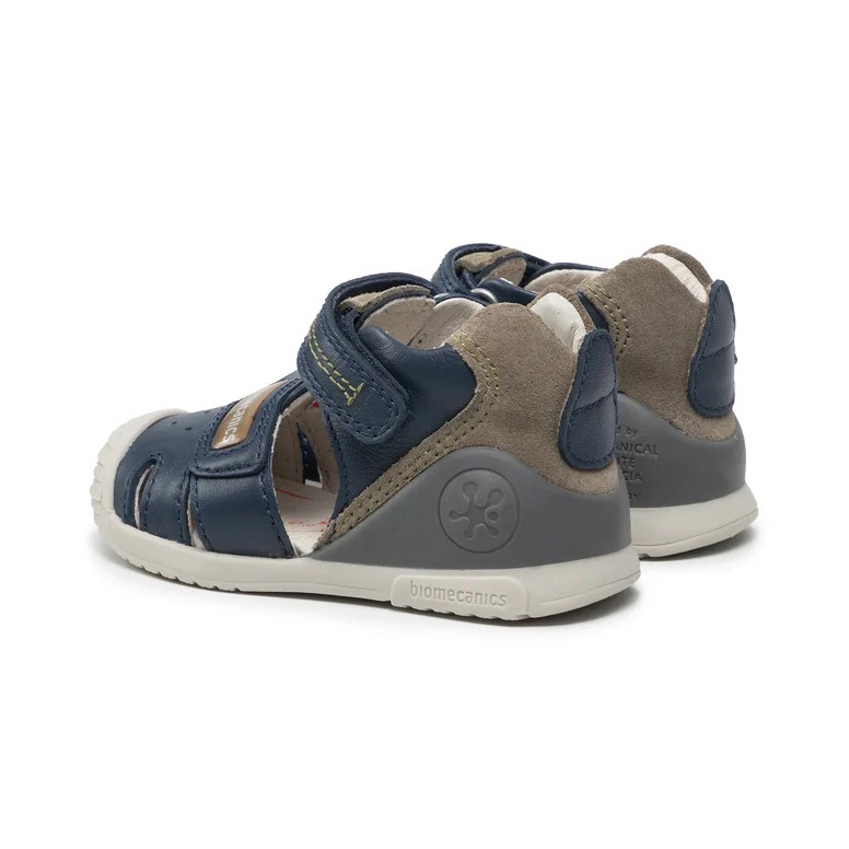 Sandálias infantis Biomecanics azuis e bege com sola branca