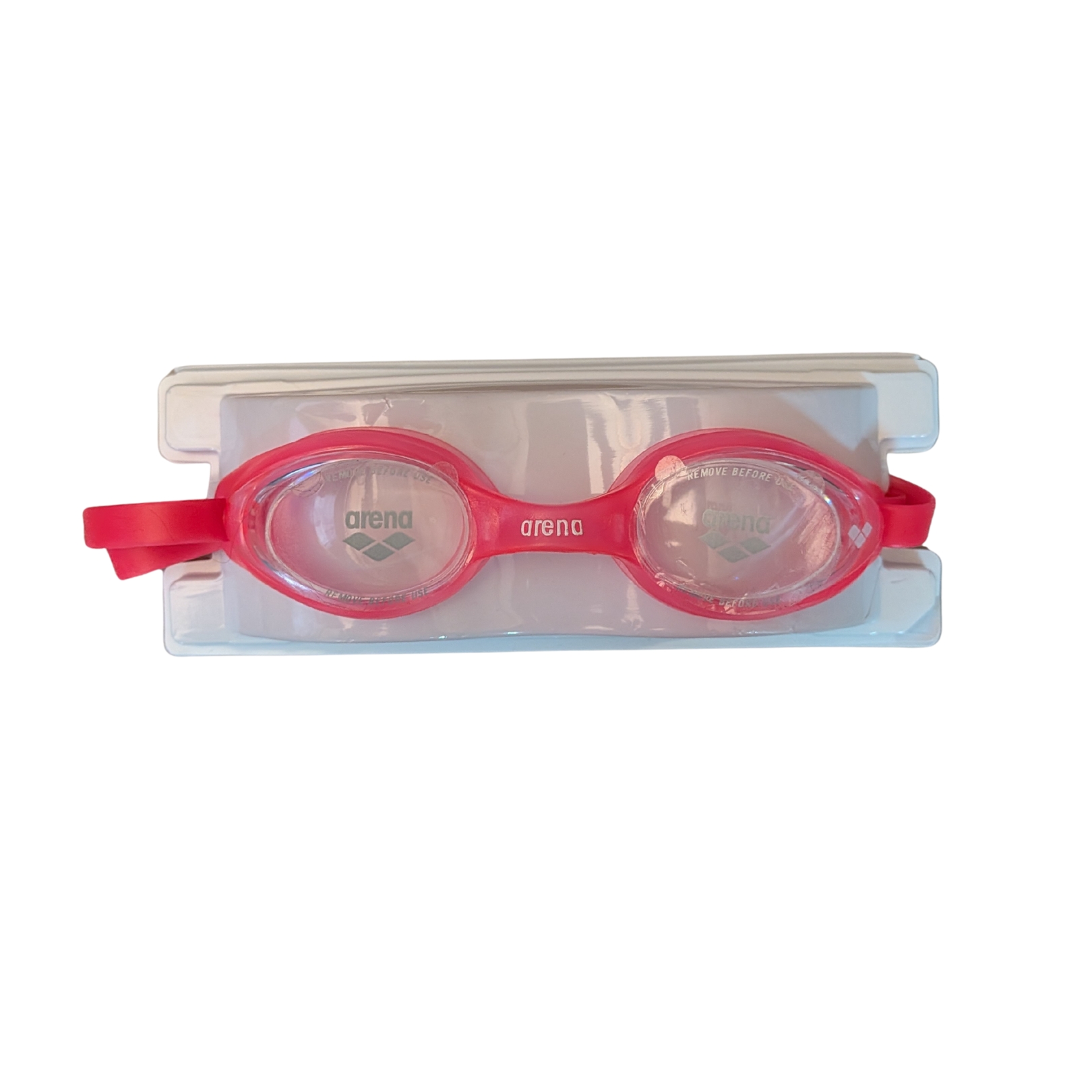 Óculos de natação rosa arena com estojo transparente