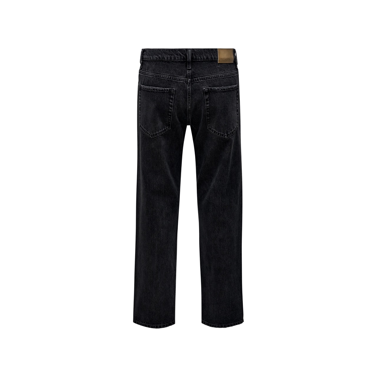 Calças de ganga pretas de trás com etiqueta castanha