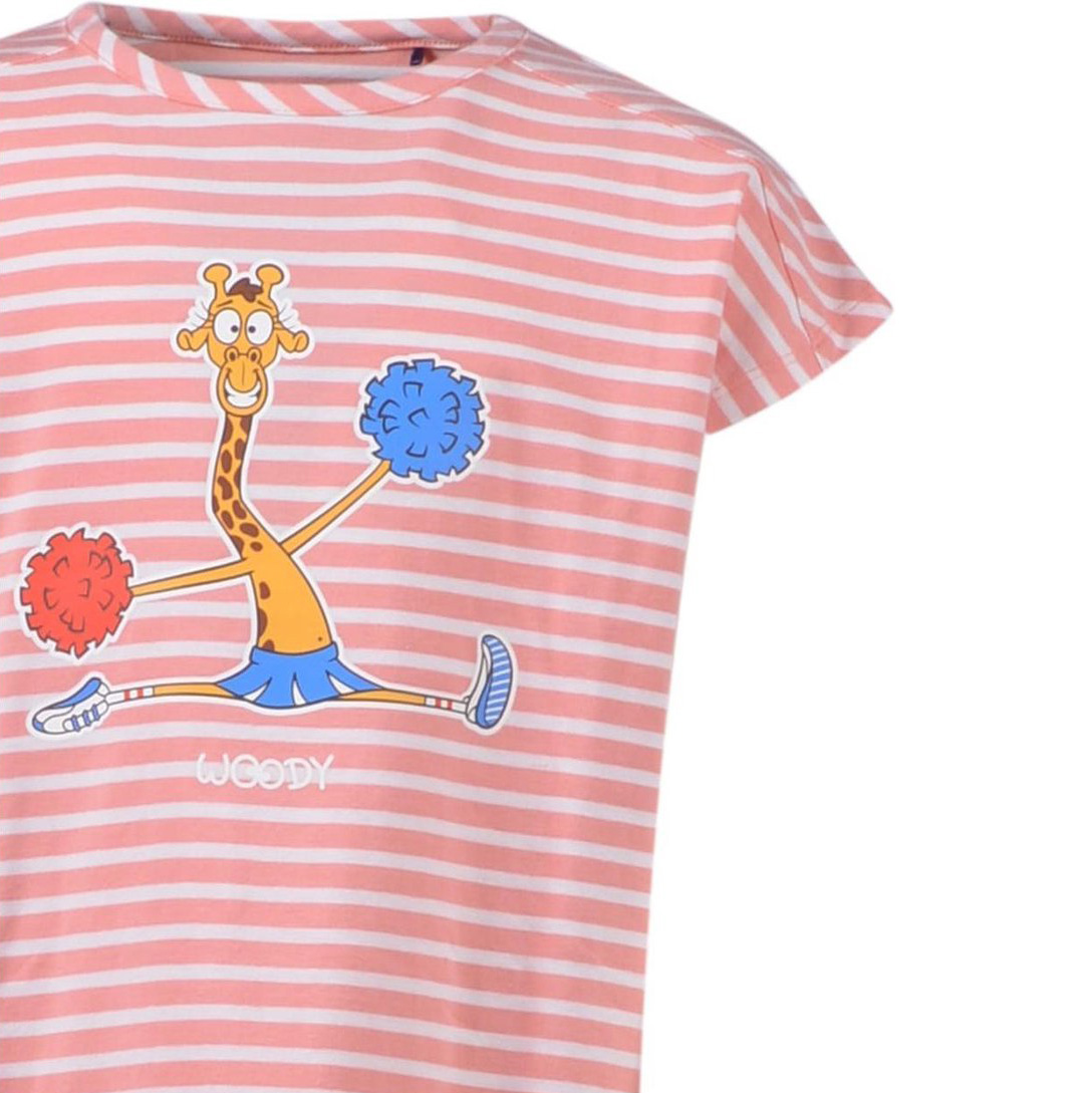 T-shirt infantil riscada com estampa de girafa cheerleader