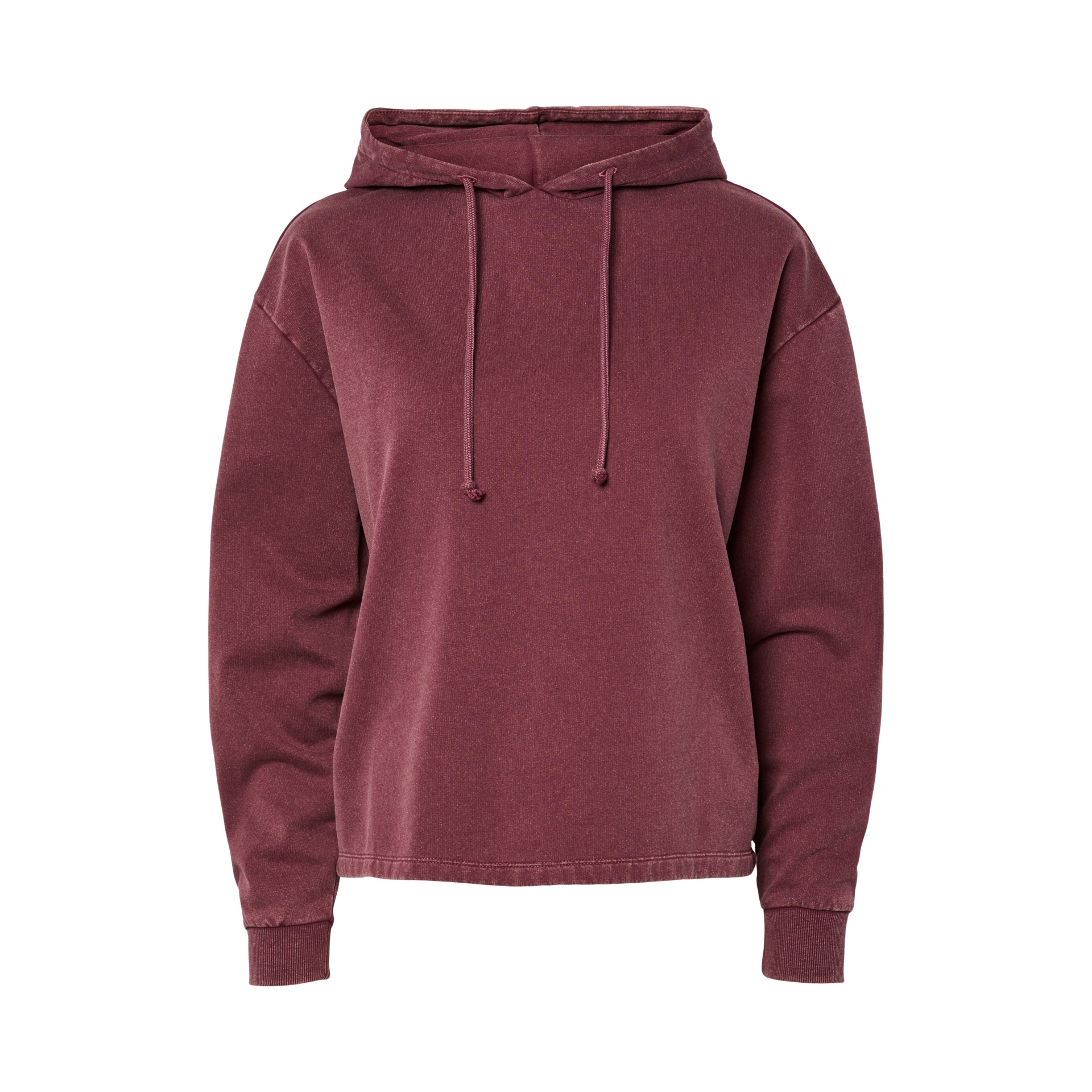 Sweatshirt de capuz bordeaux com cordões e punhos canelados
