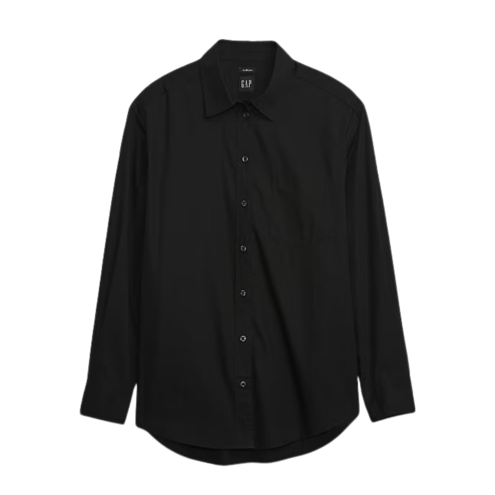 Camisa social preta com botões e gola