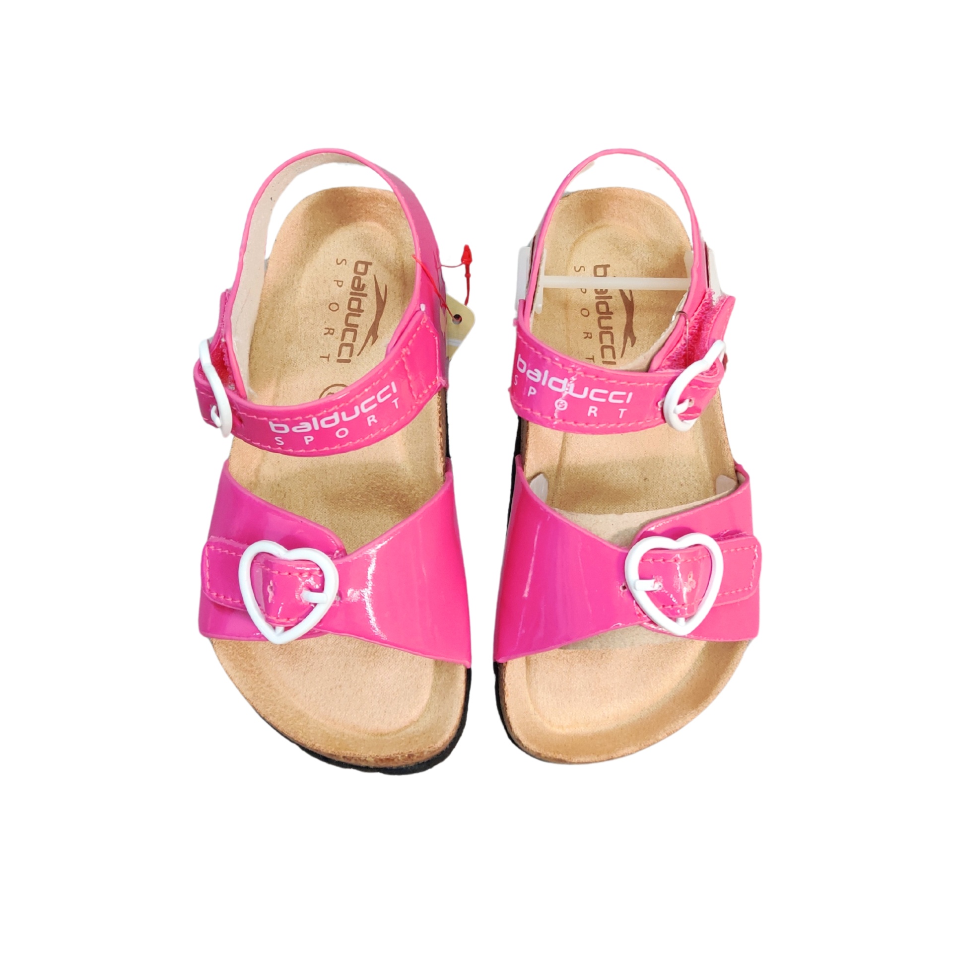 Sandálias infantis rosa com fivelas em forma de coração