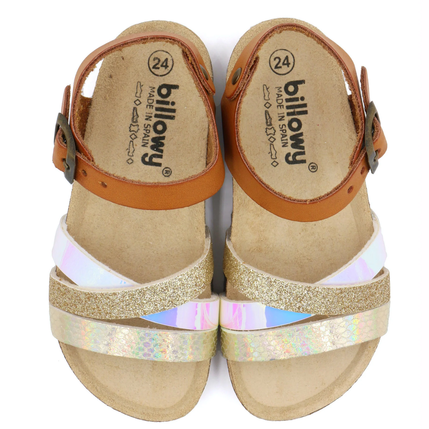 Sandálias castanho e dourado para criança da marca billowy tamanho 24