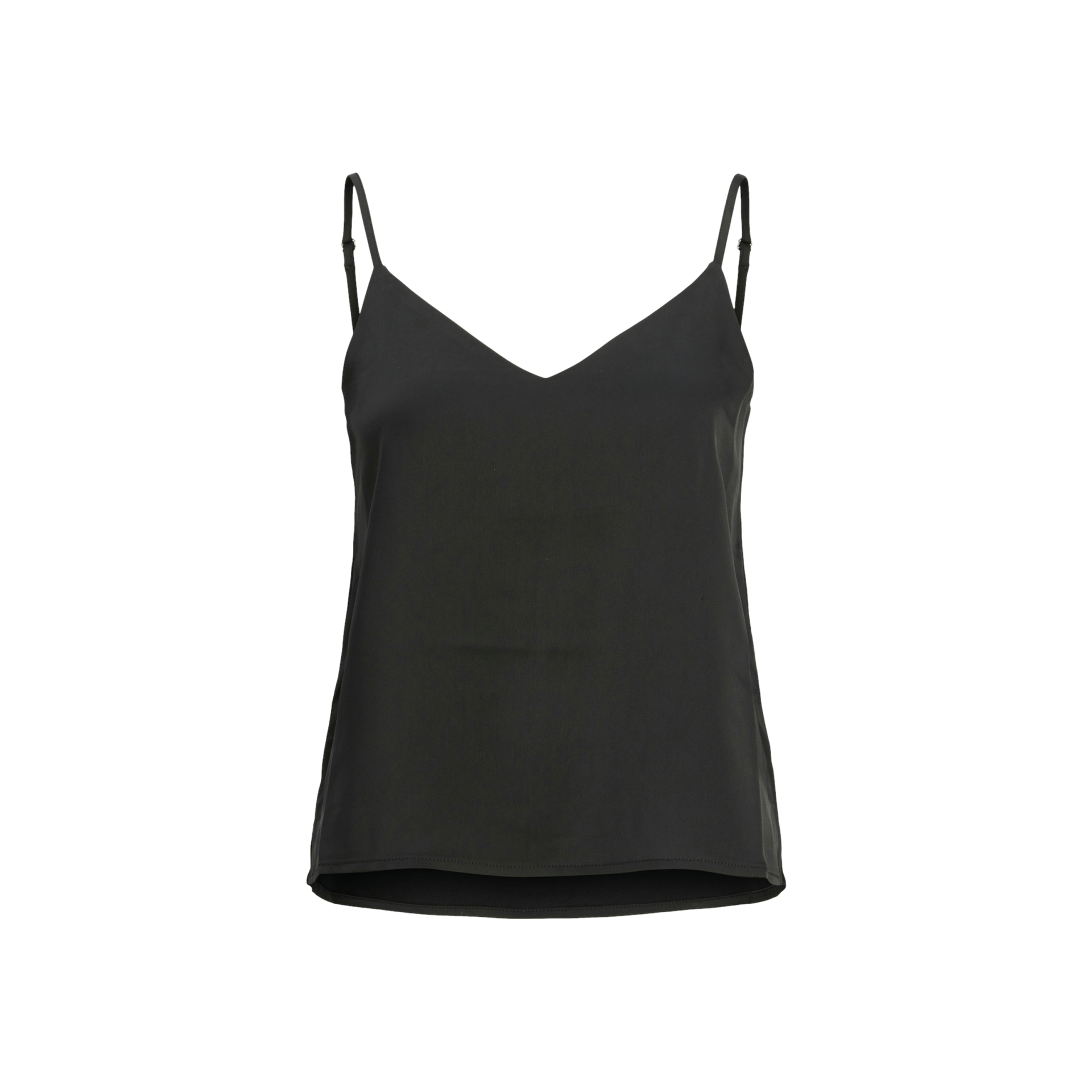 Top feminino preto com alças finas e decote em V
