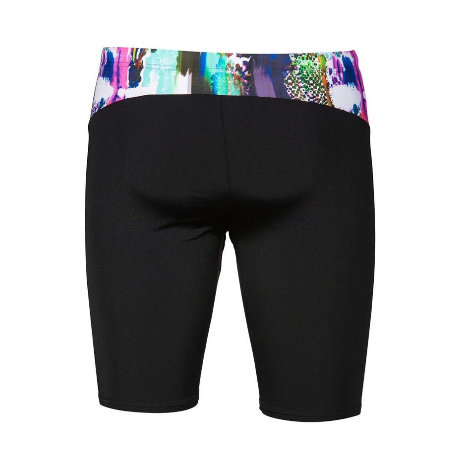 Calções de banho pretos com parte superior estampada colorida