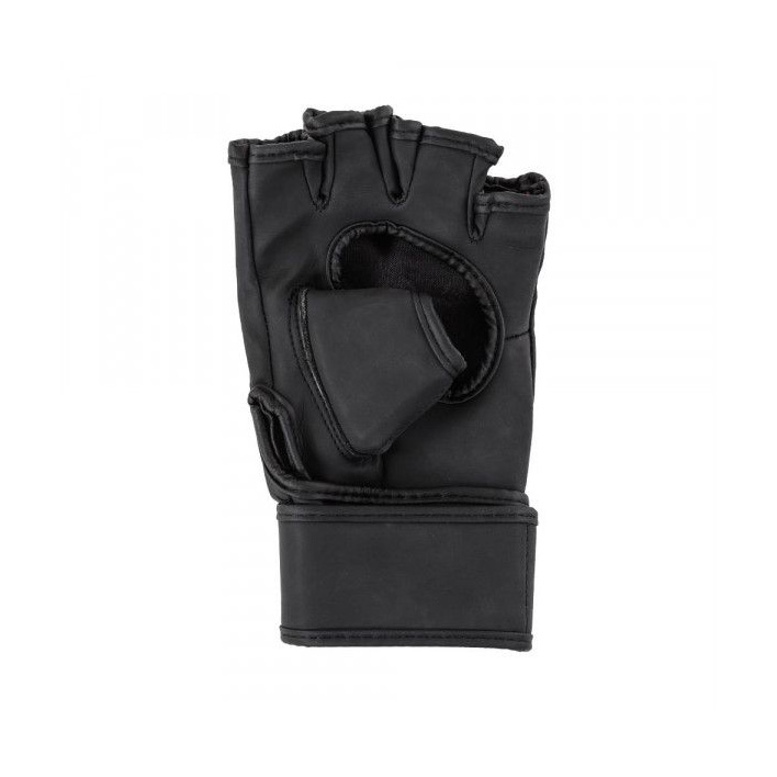 Luva preta de meio dedo com reforço acolchoado e punho largo ajustável