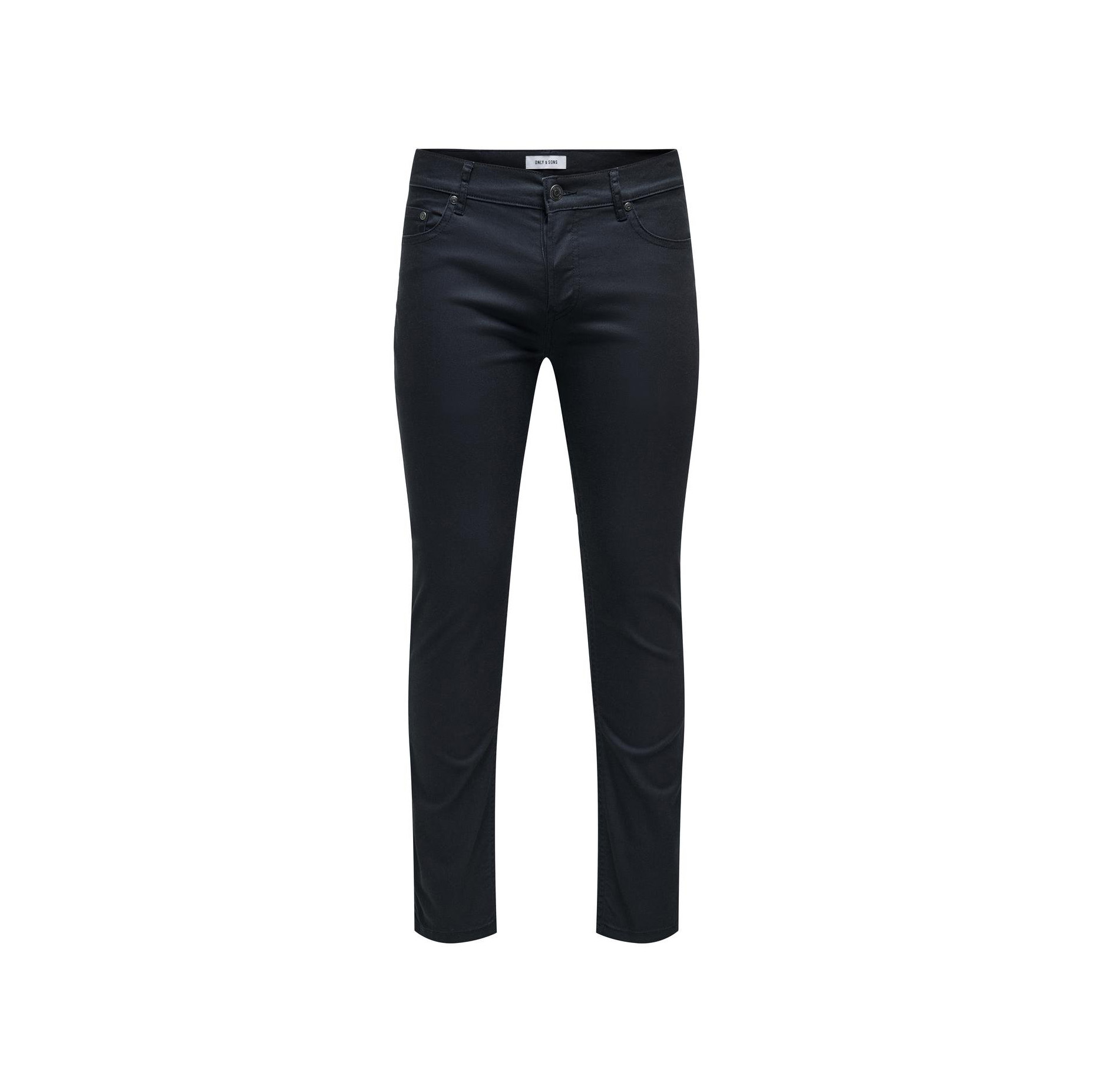 Calças pretas de corte slim com cinco bolsos