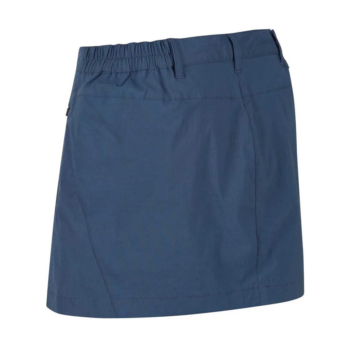Saia azul escura com cintura elástica e passadores para cinto