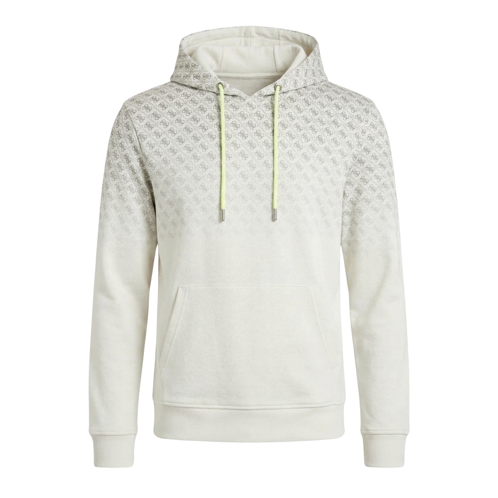 Sweatshirt branca com capuz e padrão degradê de logótipos