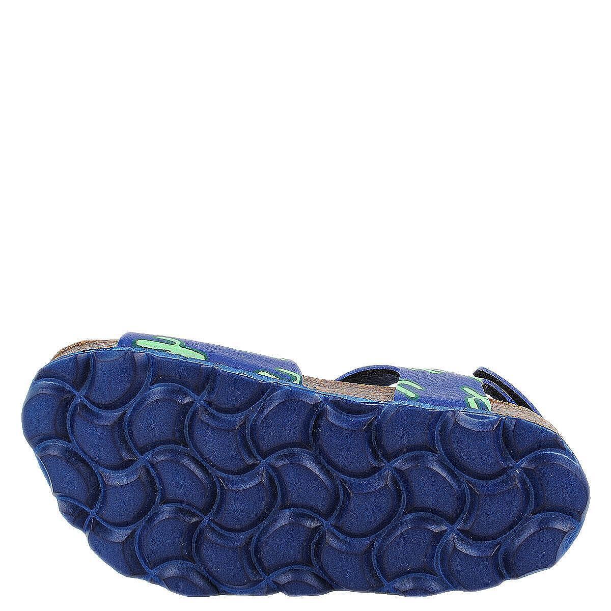Sola de sandália infantil azul com detalhes verdes