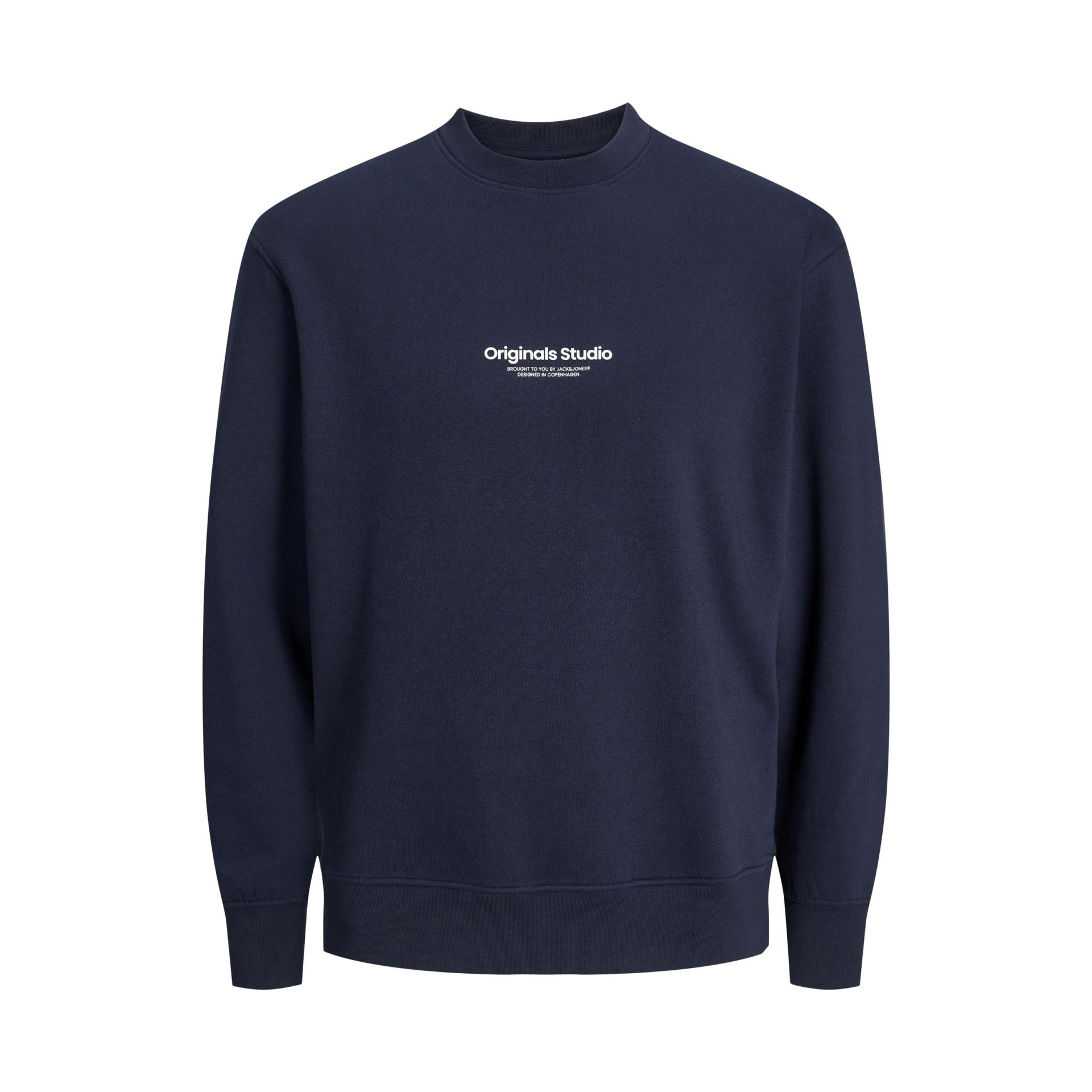 Sweatshirt azul escura com texto branco Originals Studio no centro
