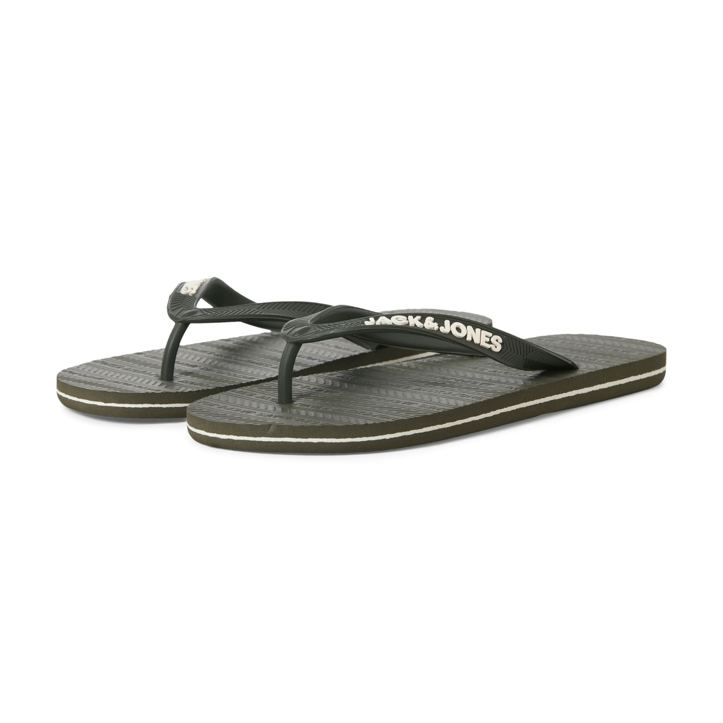Chinelos de dedo cinzento escuro JACK & JONES com riscas brancas na sola