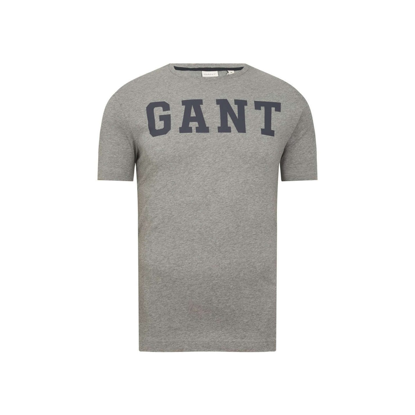 T-shirt cinzenta com texto GANT azul