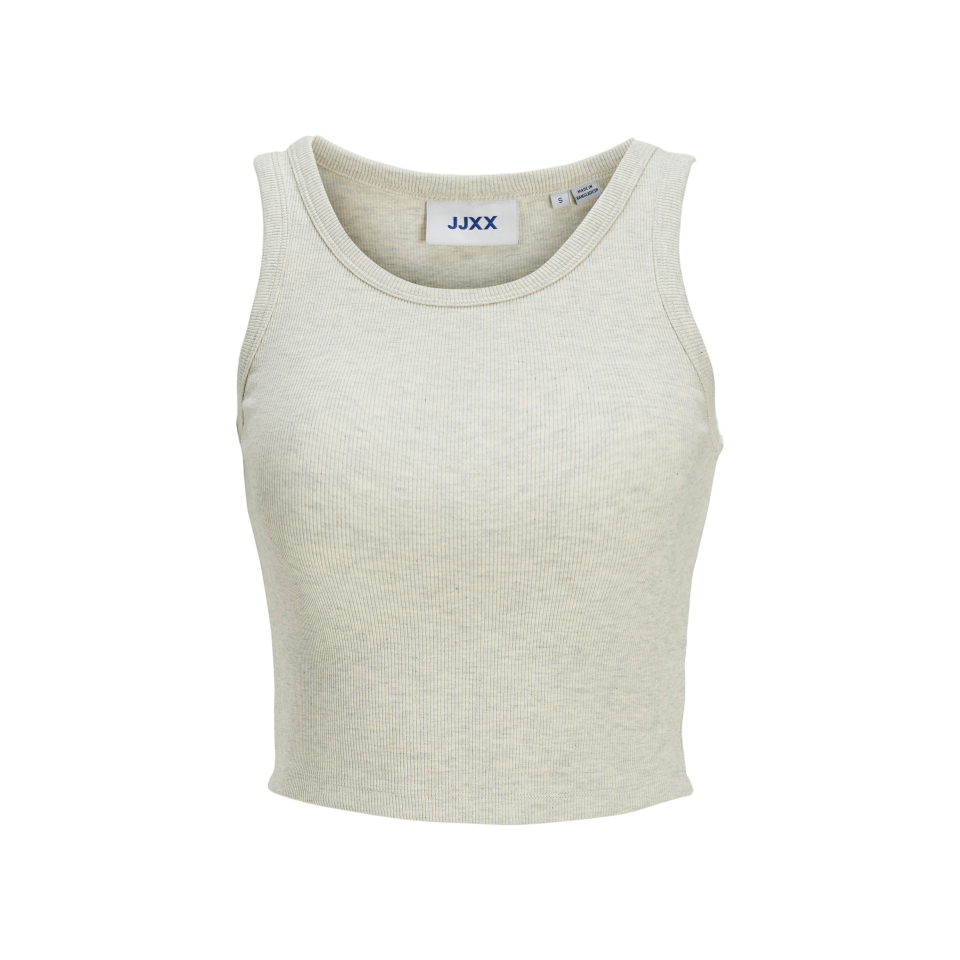 Top feminino creme sem mangas com etiqueta JJXX