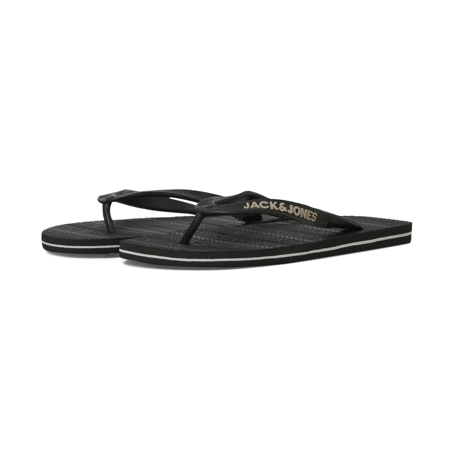 Chinelos pretos de dedo em borracha com a marca JACK & JONES