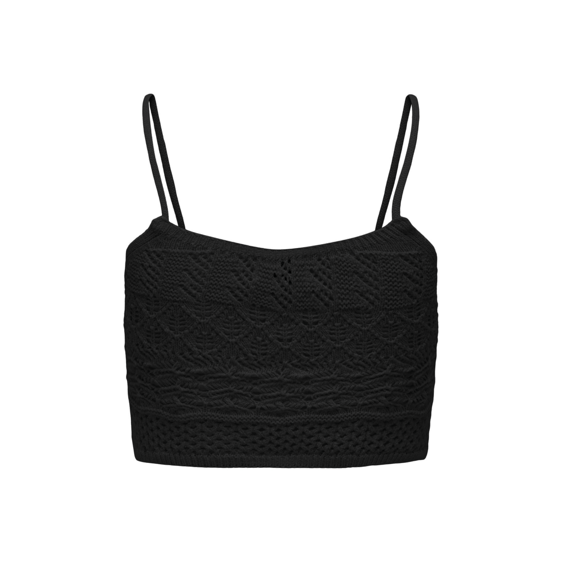 Top cropped preto de malha com alças finas