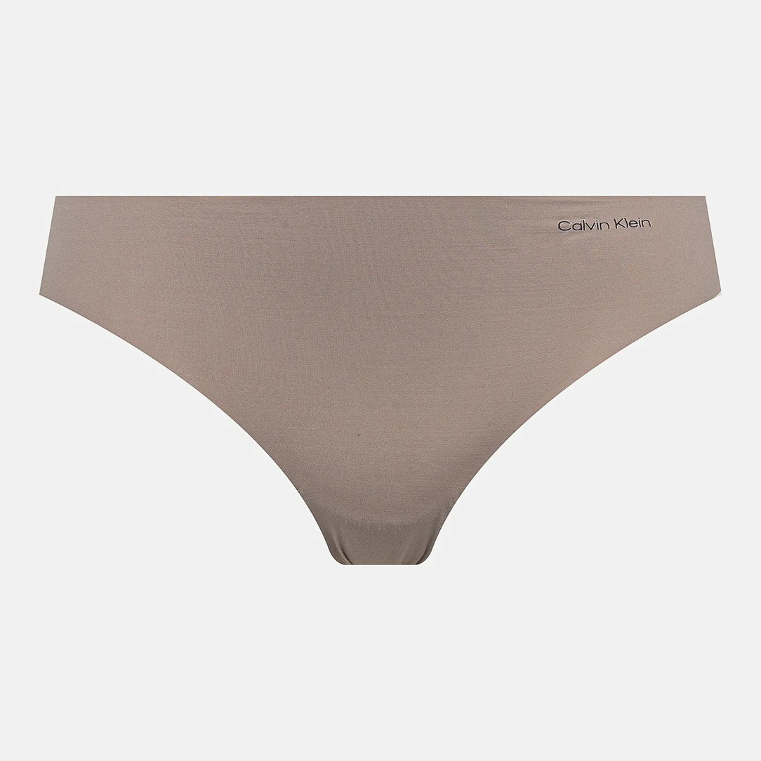 Cuecas tipo tanga bege com logo Calvin Klein