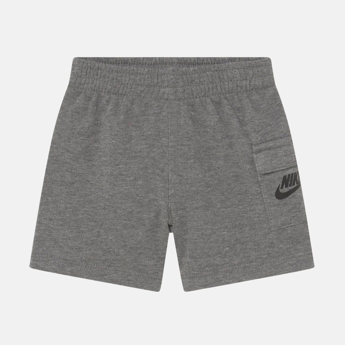 Calções cinzentos de criança com logótipo Nike preto