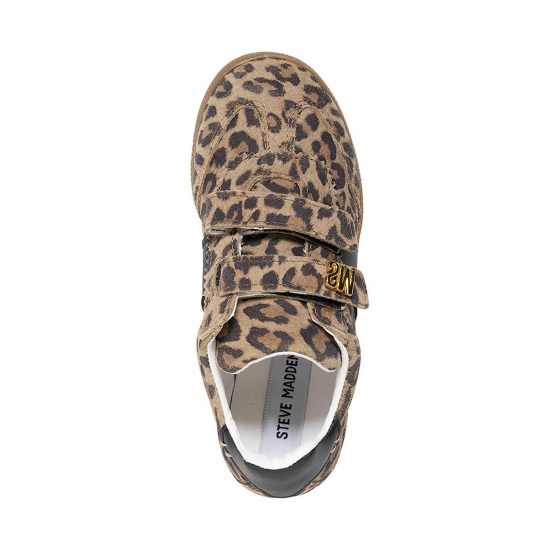 Sapatilha infantil animal print com fecho velcro e detalhe dourado SM