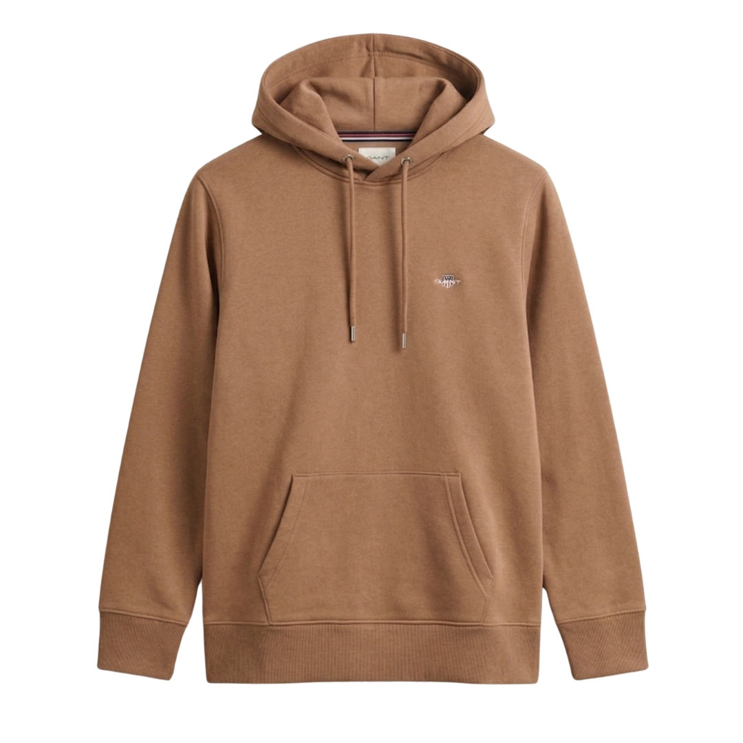 Sweatshirt hoodie castanha com capuz e bolso canguru frontal