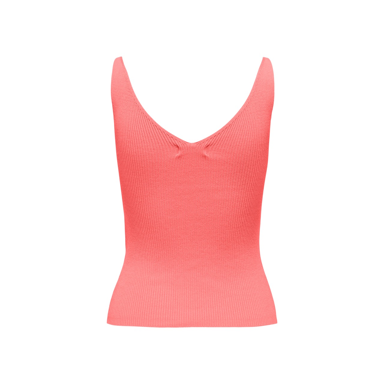 Top feminino coral de malha com decote em V