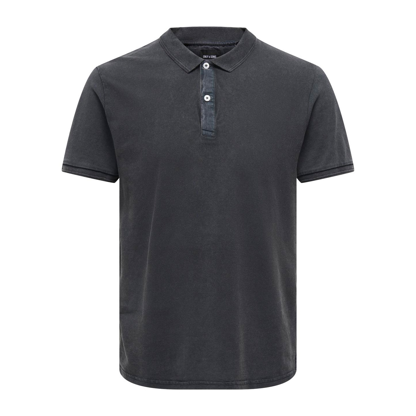 Polo preto de manga curta com gola e botões