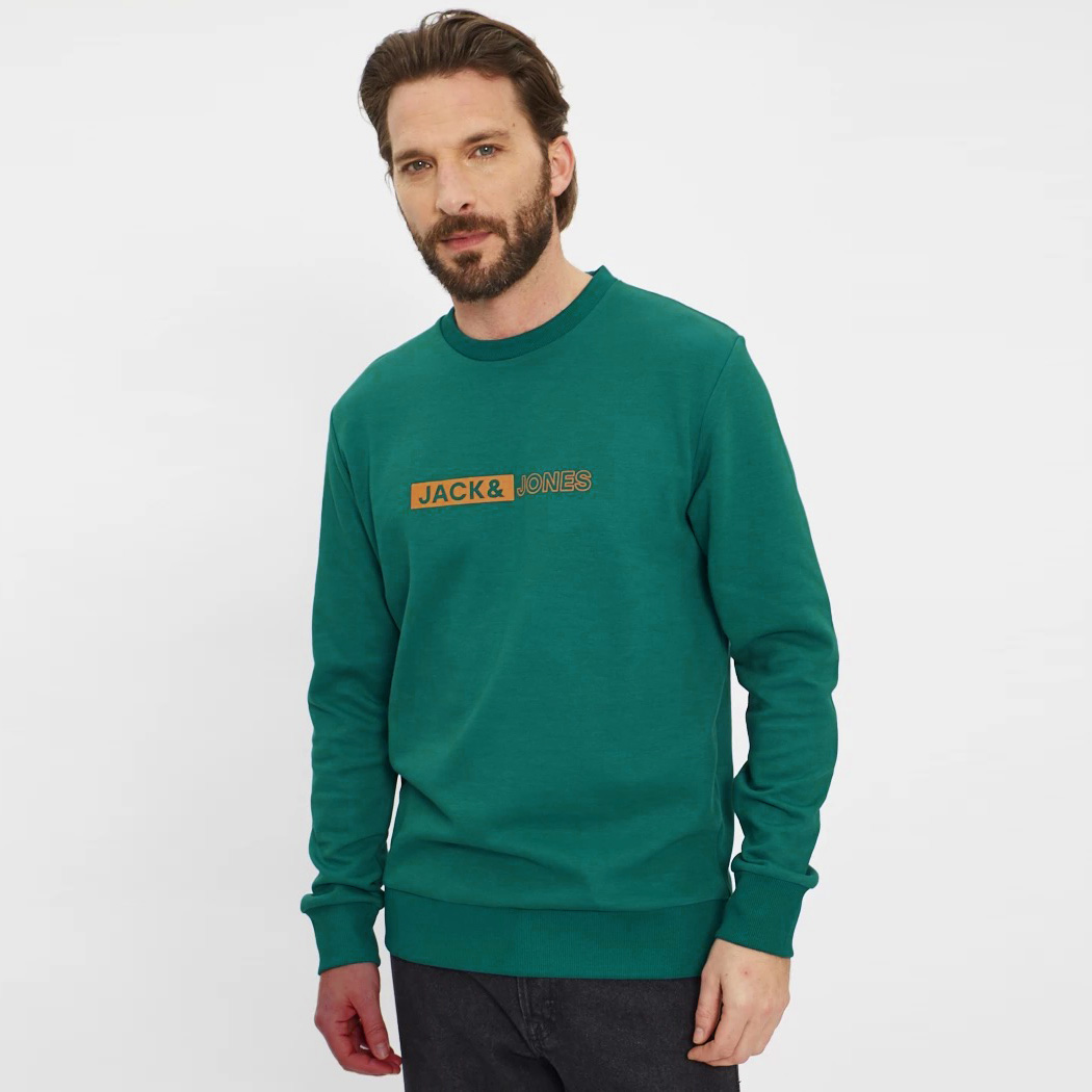 Sweatshirt verde com texto JACK & JONES