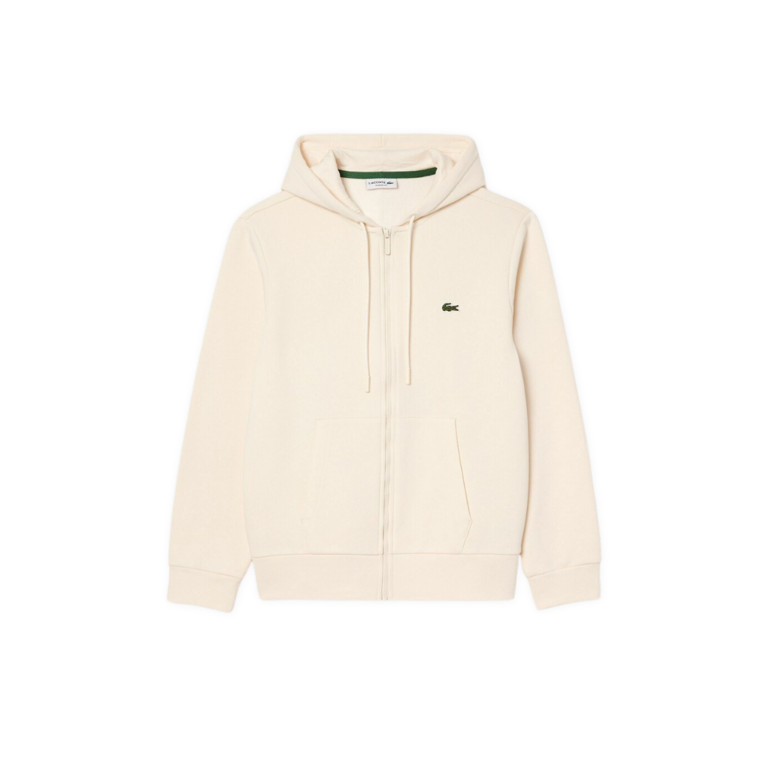 Casaco hoodie creme com capuz e bolso canguru