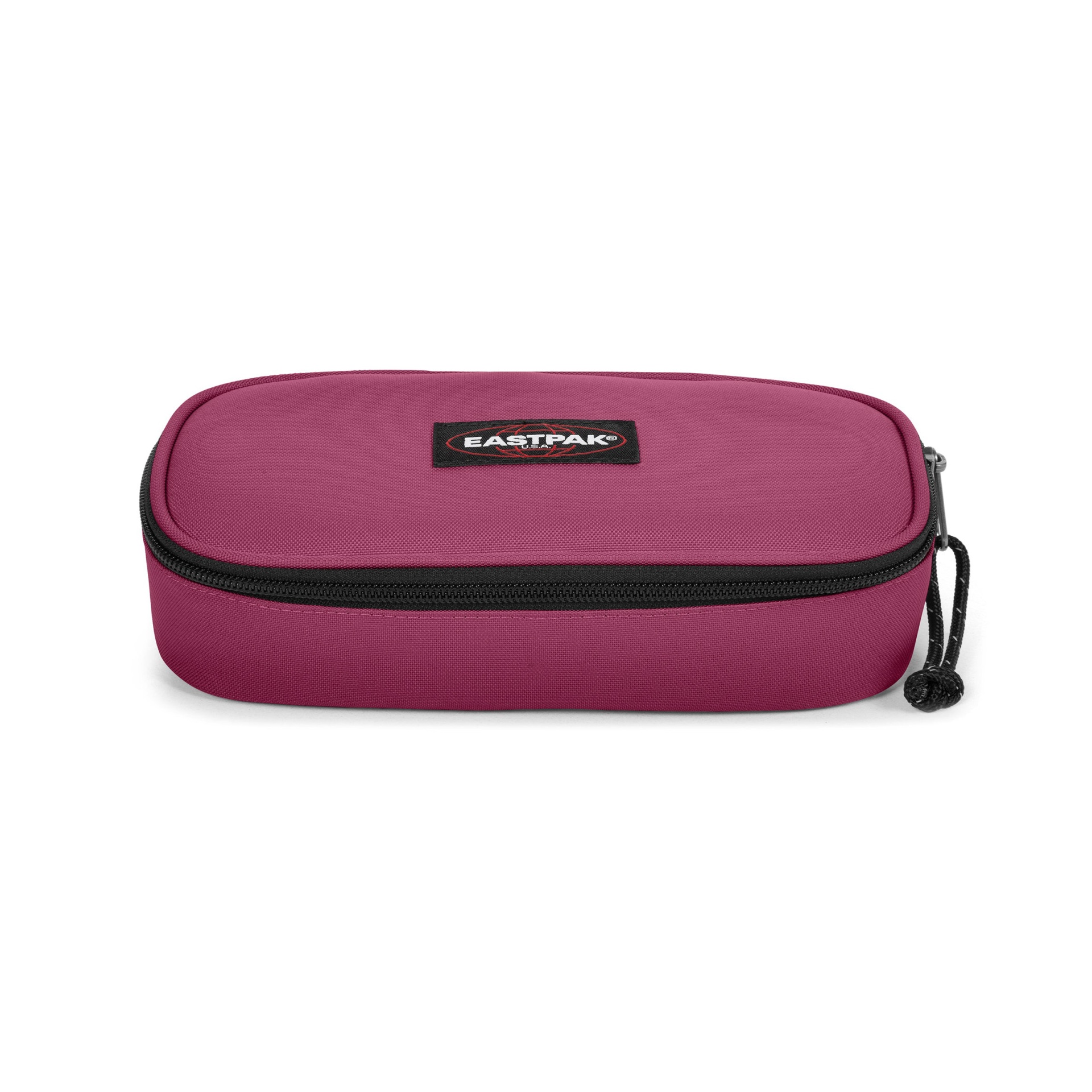 Estojo Eastpak cor de malva com fecho de correr preto e etiqueta com logótipo Eastpak