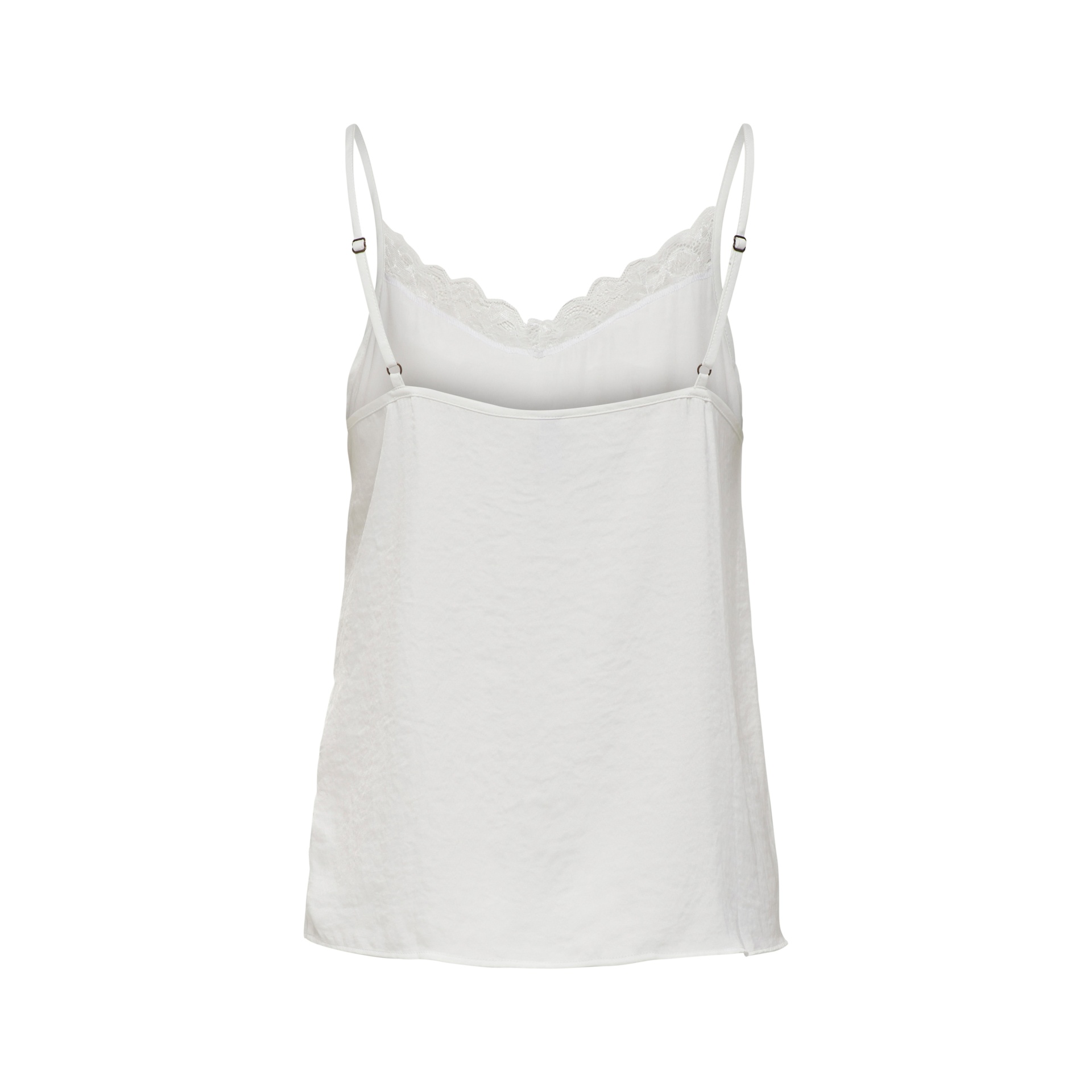 Top branco de alças finas com detalhe de renda