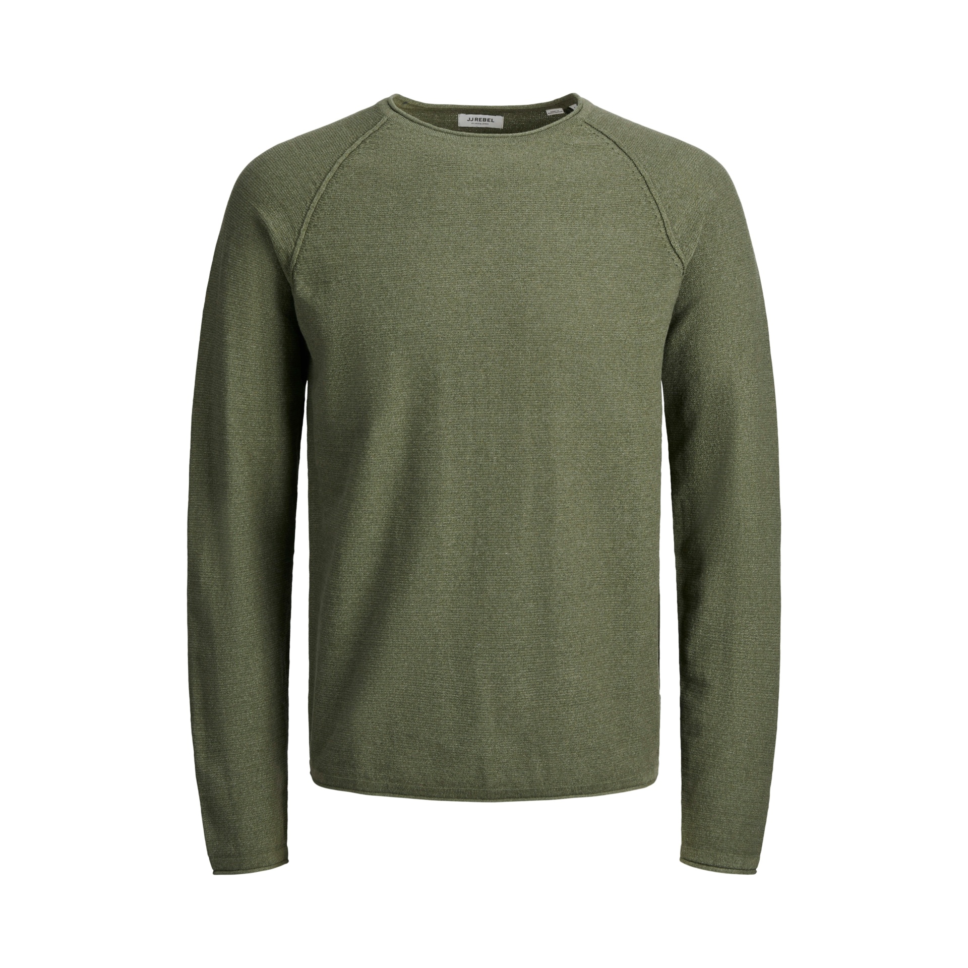 Camisola de malha verde com mangas compridas e gola redonda