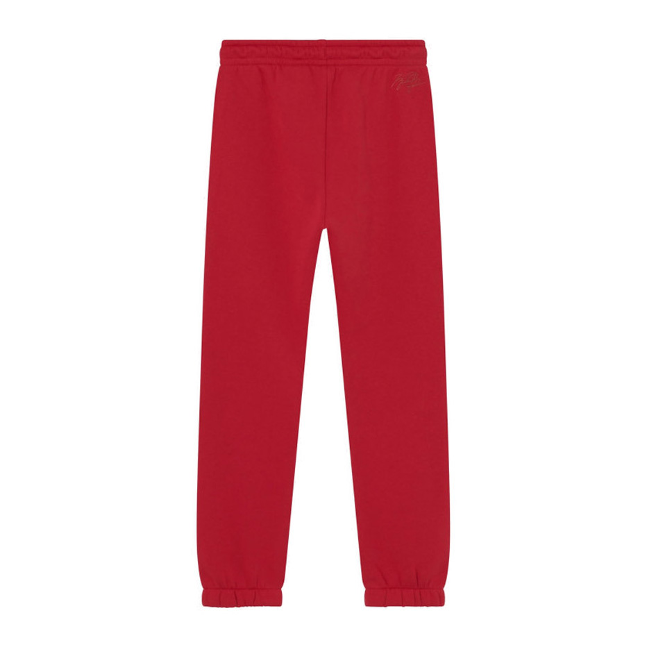 Calças de fato de treino vermelhas com cintura e bainha elásticas