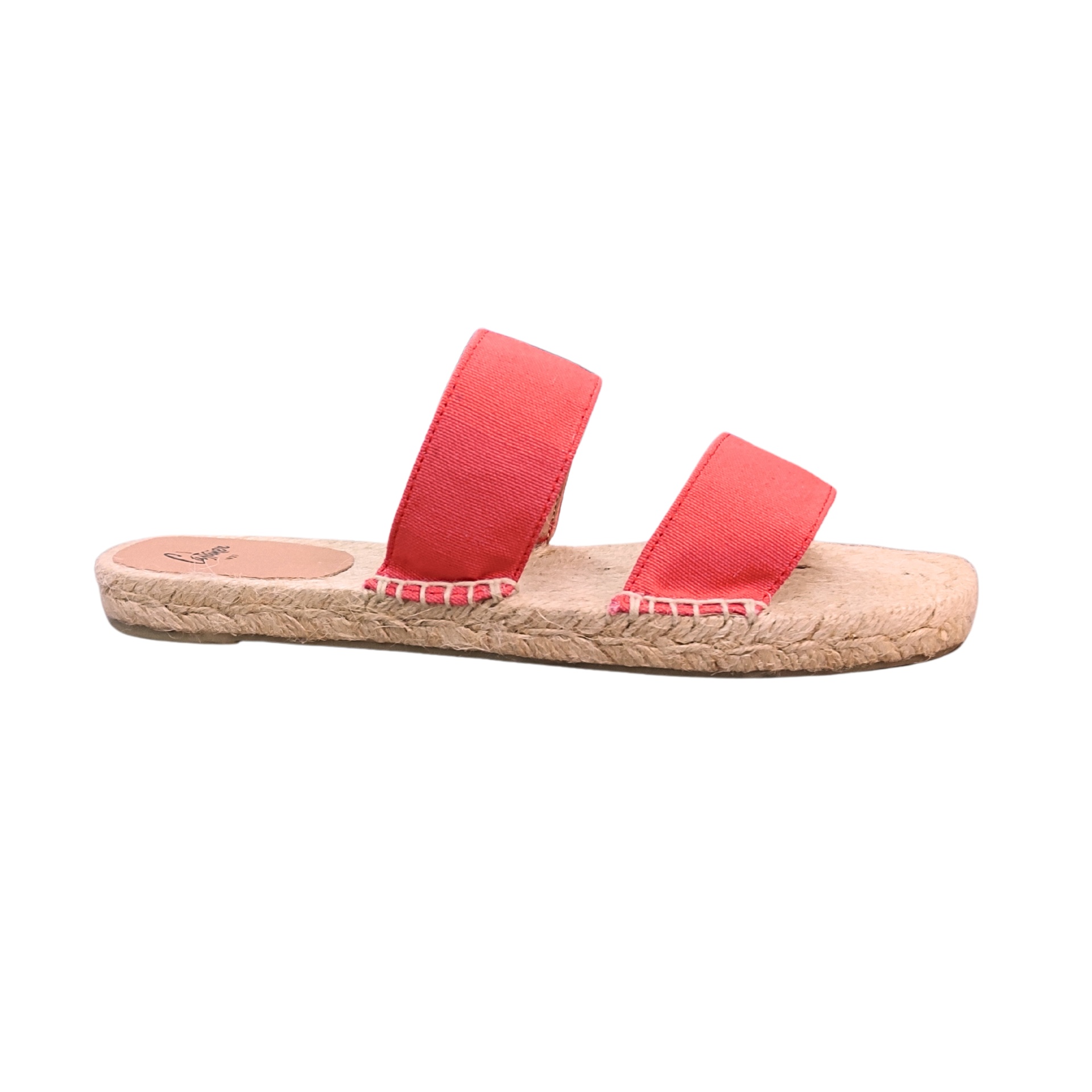 Sandália aberta de senhora rosa com sola bege