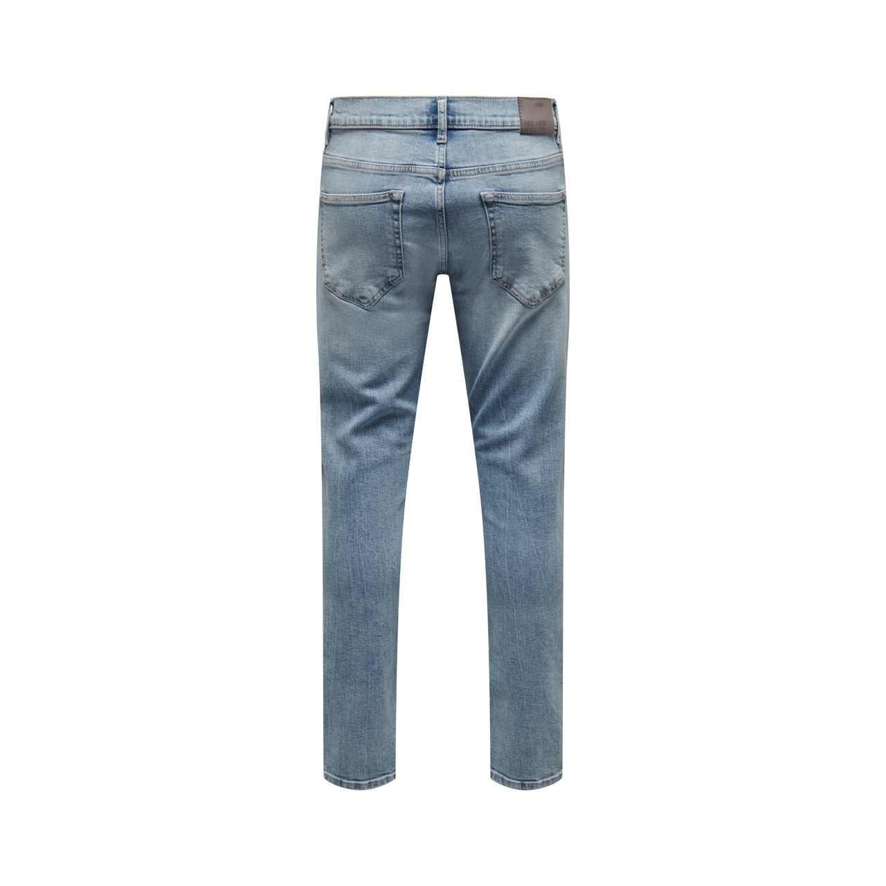 Calças de ganga azuis claras vistas de trás