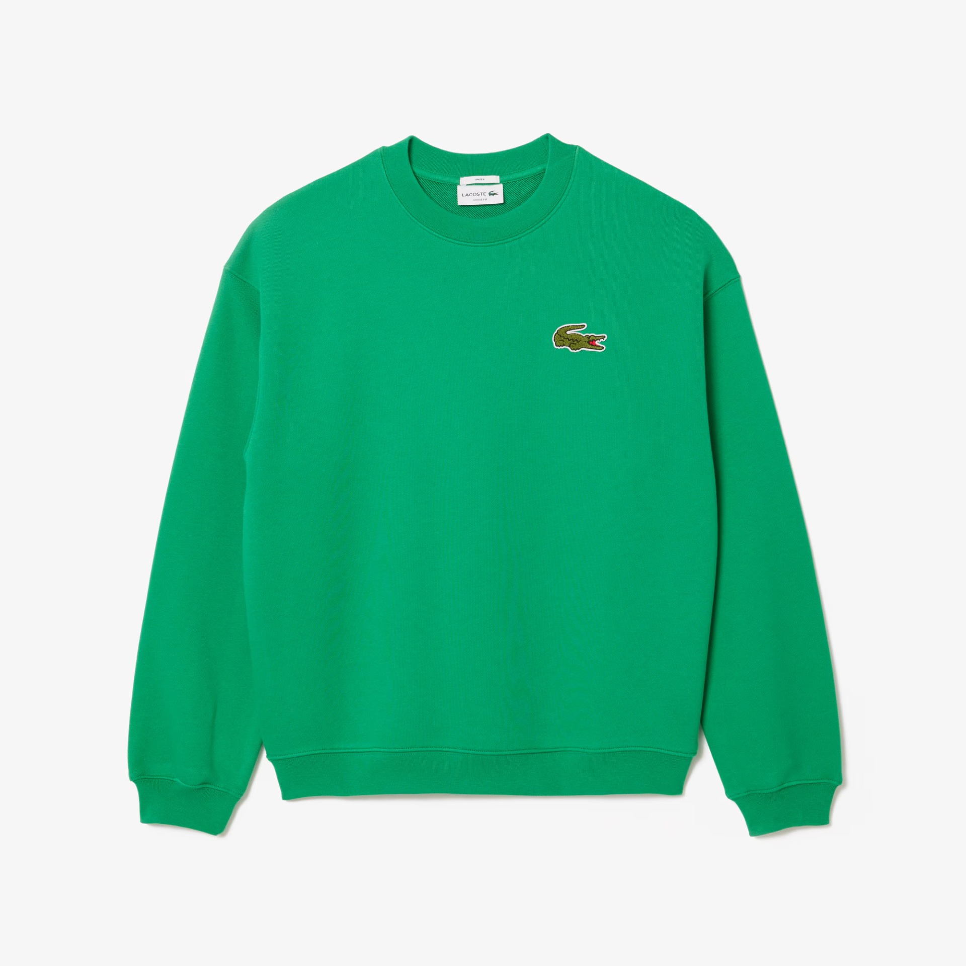 Sweatshirt verde com logótipo de crocodilo bordado no peito
