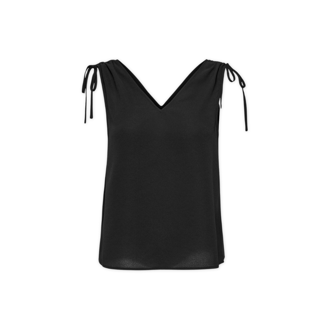Top feminino preto com decote em V e alças ajustáveis