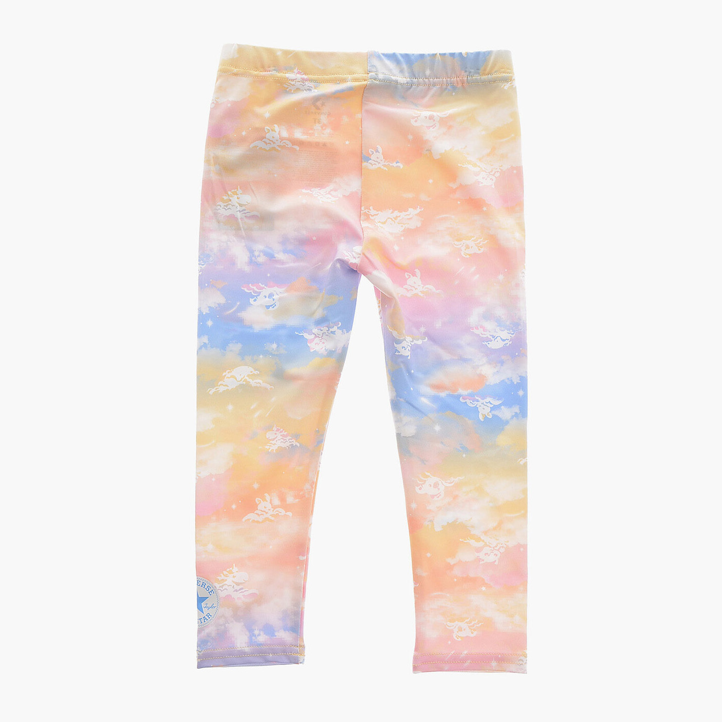 Leggings coloridas com padrão de nuvens para criança