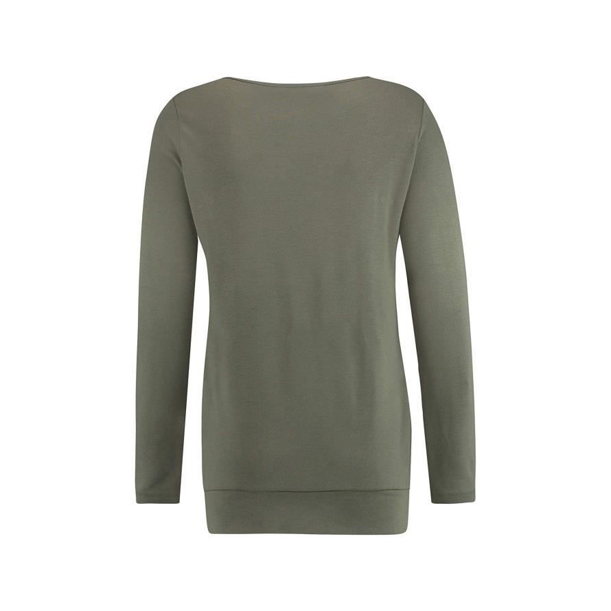 Camisola verde tropa de manga comprida com corte simples