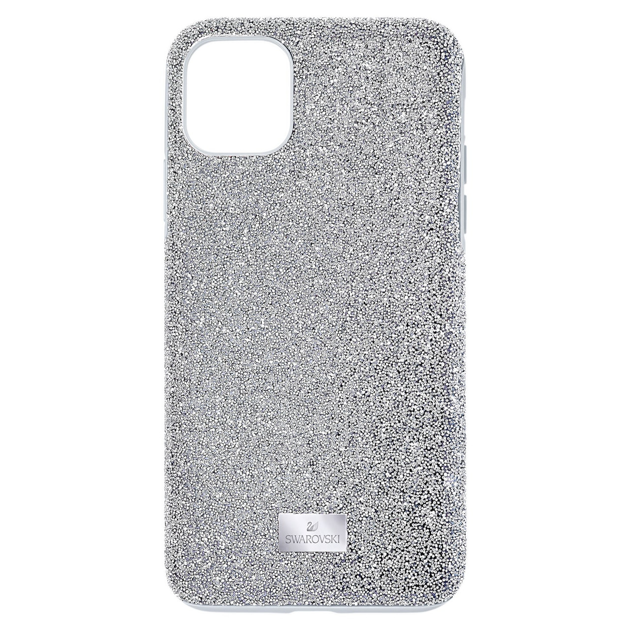 Capa de telemóvel prateada com cristais e placa SWAROVSKI